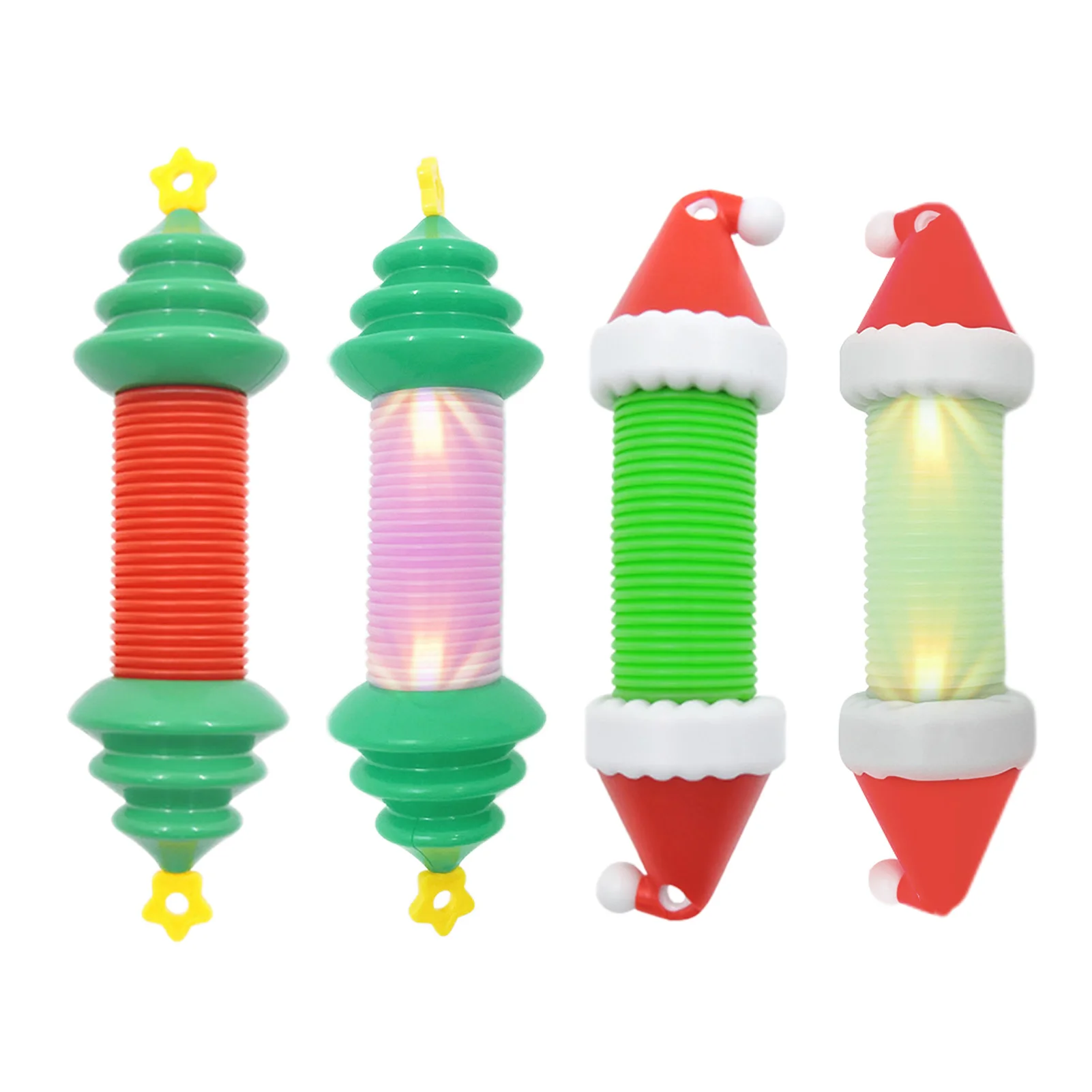 1PC Christmas Pop Tubes Glow Sticks Sensory Fidgets Toys Glow in The Dark Pipe Fine Motor Skills Santa Claus Party Supplies