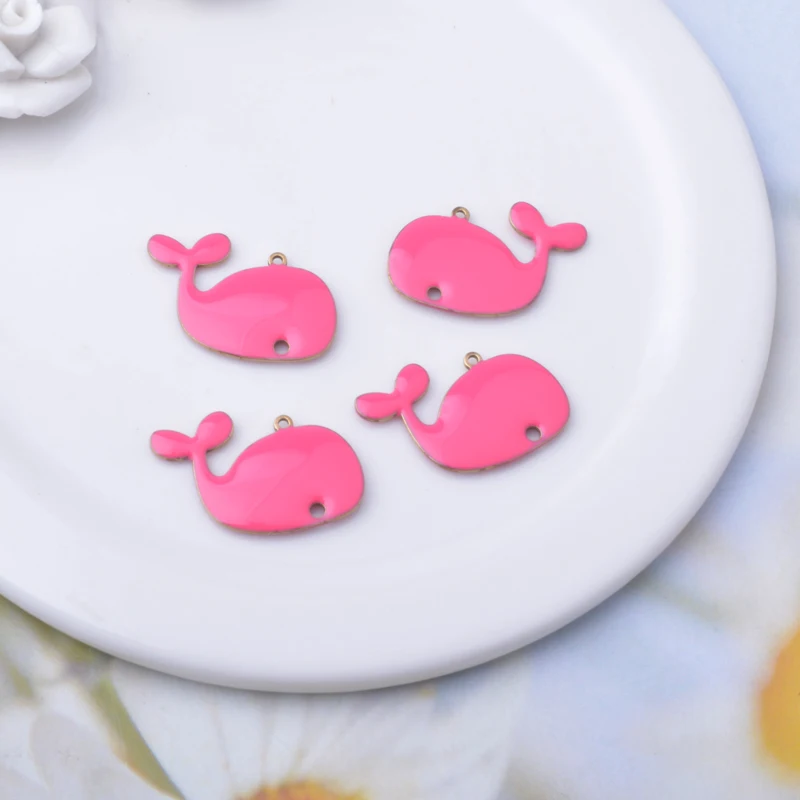 6 Stück Kupfer-Emaille-Delfin-Anhänger, beidseitig mit Öltropfen-Motiv, Verbindungsstück für DIY-Schmuck- und Ohrringherstellung – Detail 9