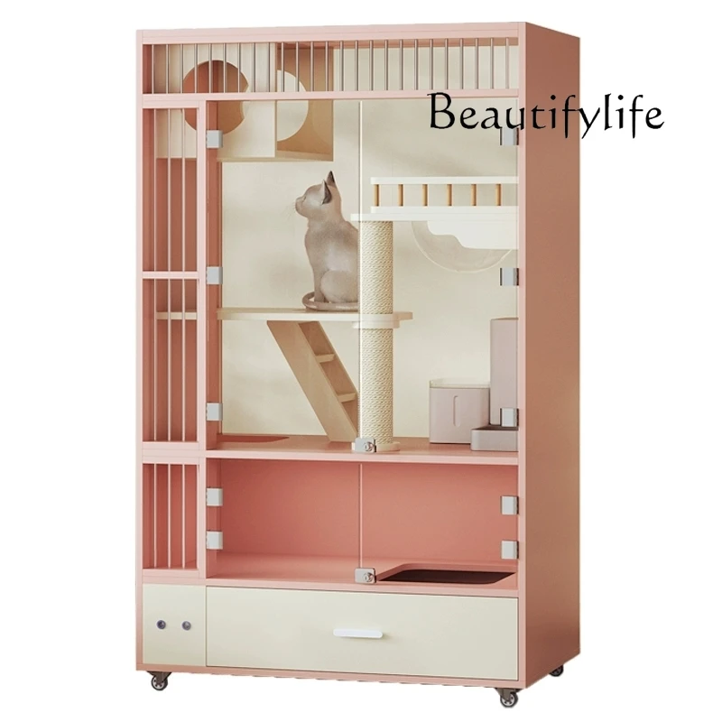 Luxury cat villa solid wood castle cat cabinet multi-functional custom pet home