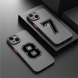 Case for iPhone 7 8 Plus 12 XR SE XS Max 14 Pro 13 Mini 15ProMax 11 Pro Matte Cover Football Star Numbers Line Back Luxury