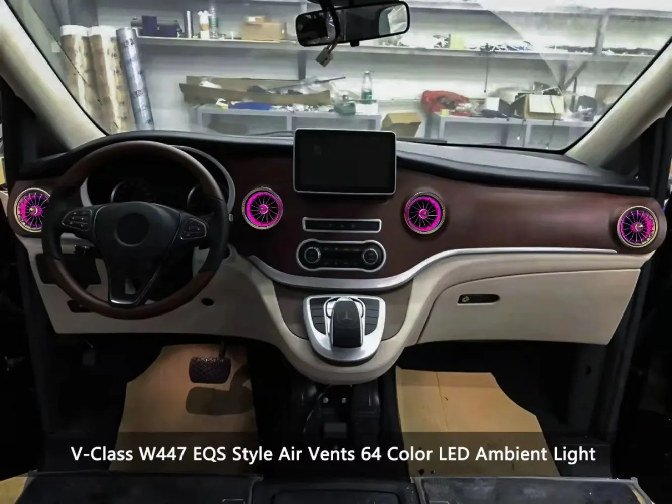 For Mercedes V-Class W447 Hot Sale EQS LED Turbo Air Vent 64 Colors Ambient Light, Front Dashboard Upgrade, Easy Installation
