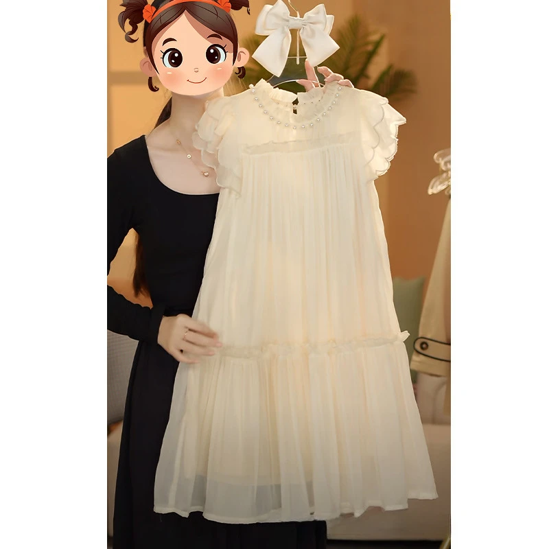 

Girls Dress Summer Senior Sense 2024 New Childrens White Skirt Girls Kid Summer Princess Korean Style Casual Simple Skirt