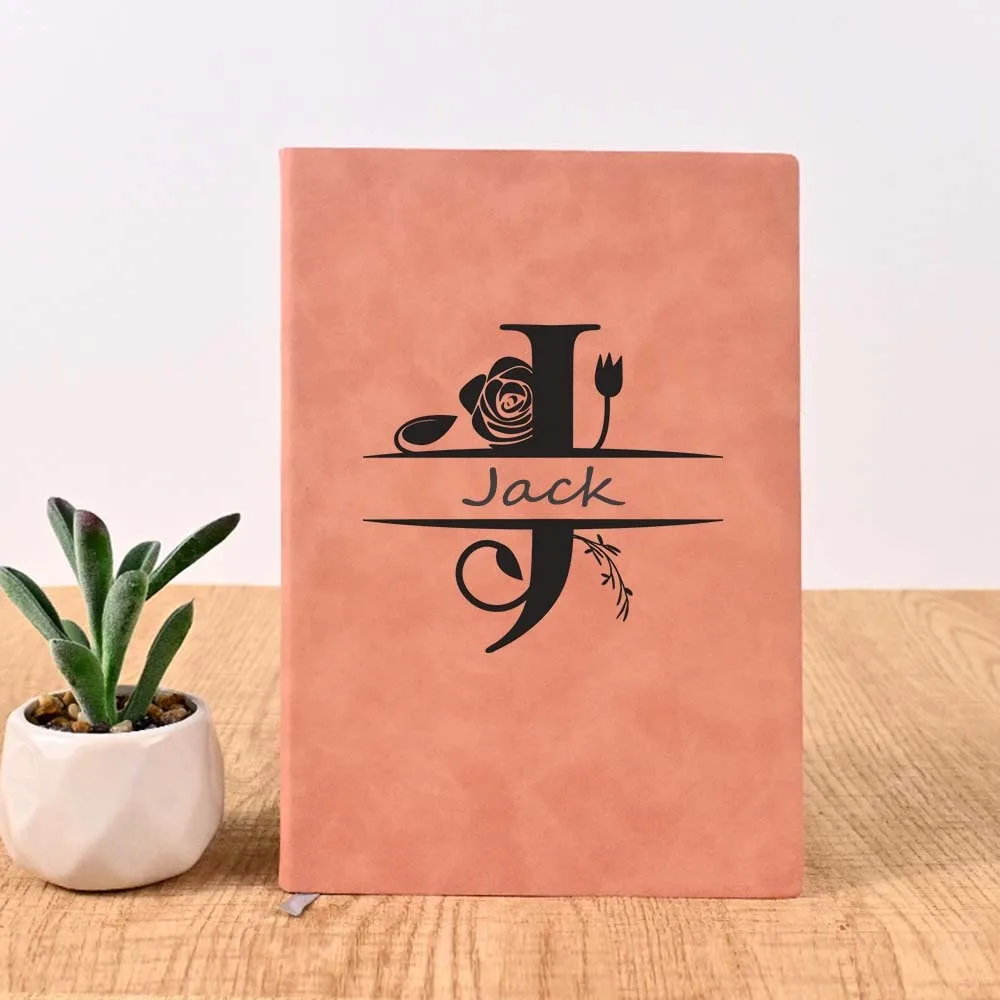 Personalized Faux Leather Journal with Custom Name - A5 Size Textured Cover Diary for Professional Use, Travel, Christmas