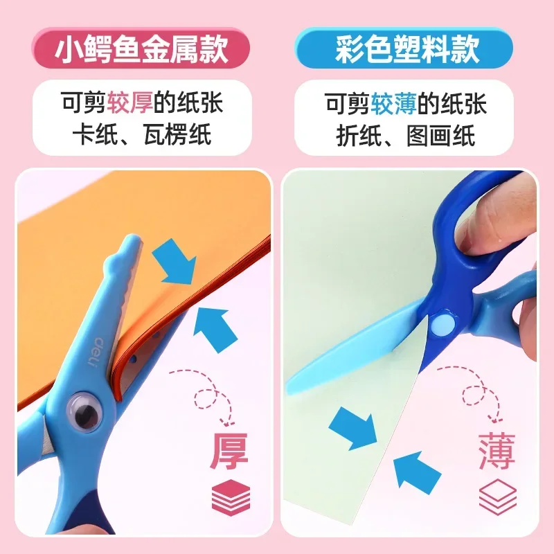 1 Uds. 6071 tijeras de seguridad de encaje de cabeza redonda de cocodrilo de dibujos animados para niños son adecuadas para que los estudiantes bricolaje a mano