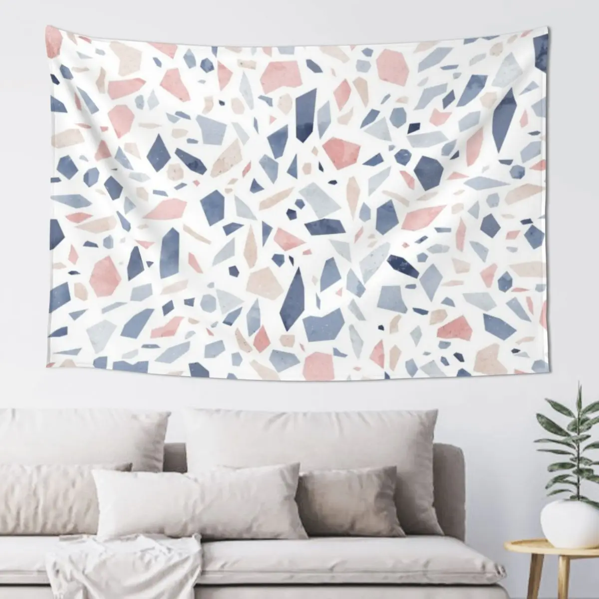 

Vintage pastel blue pink beige geometric terrazzo pattern Tapestry Korean Room Decor Decoration Bedroom Tapestry