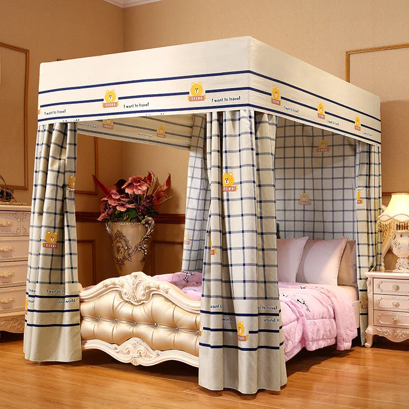 Thiened Winter Mosquito Net Bedroom Curtain One-Piece Design Bed Canopy Soundproofing Light Bloing  Sle Bed Curtain