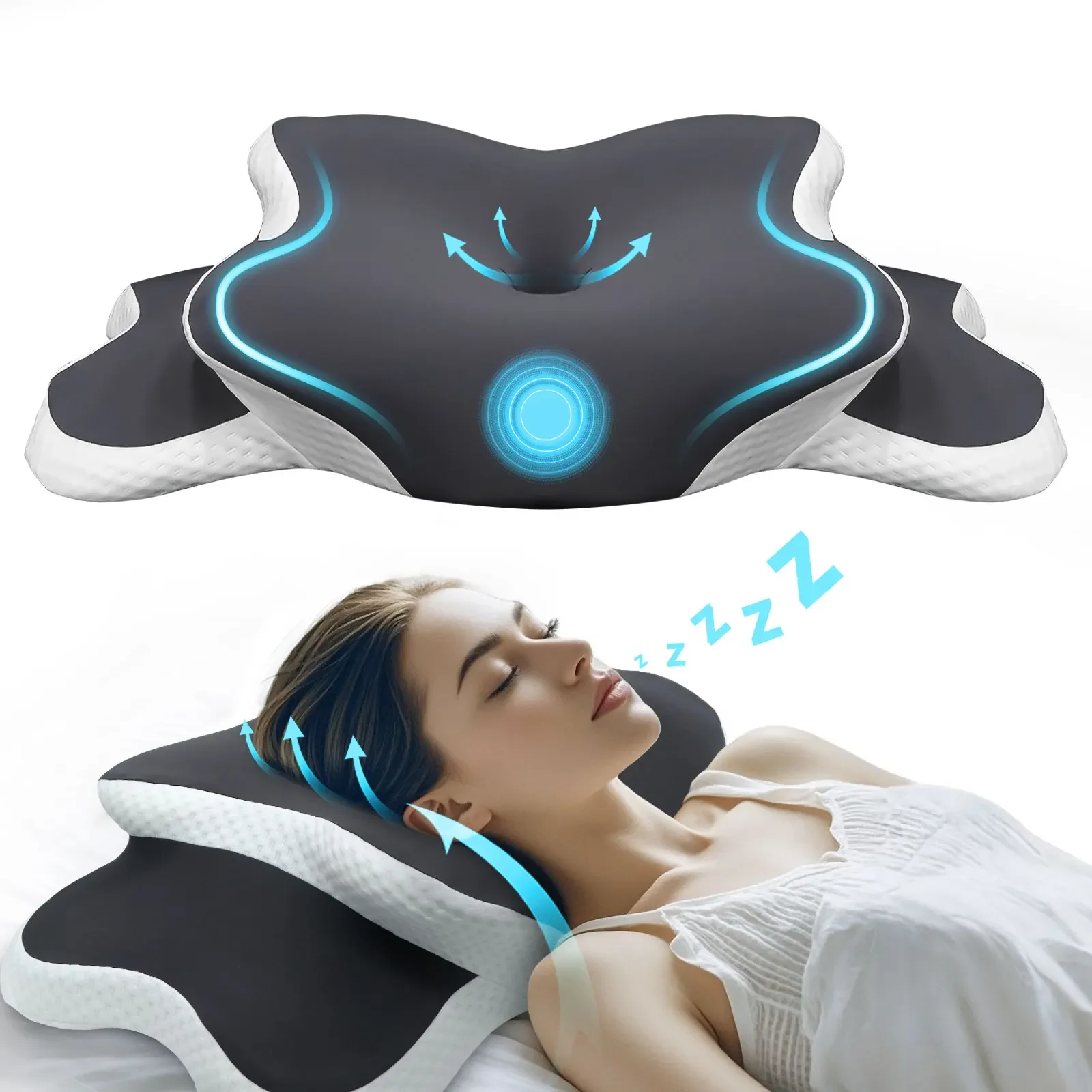 

Foam Pillows Shaped Relaxing Cervical Slow Rebound Neck Pillow Pain Relief Sleeping Orthopedic Beding