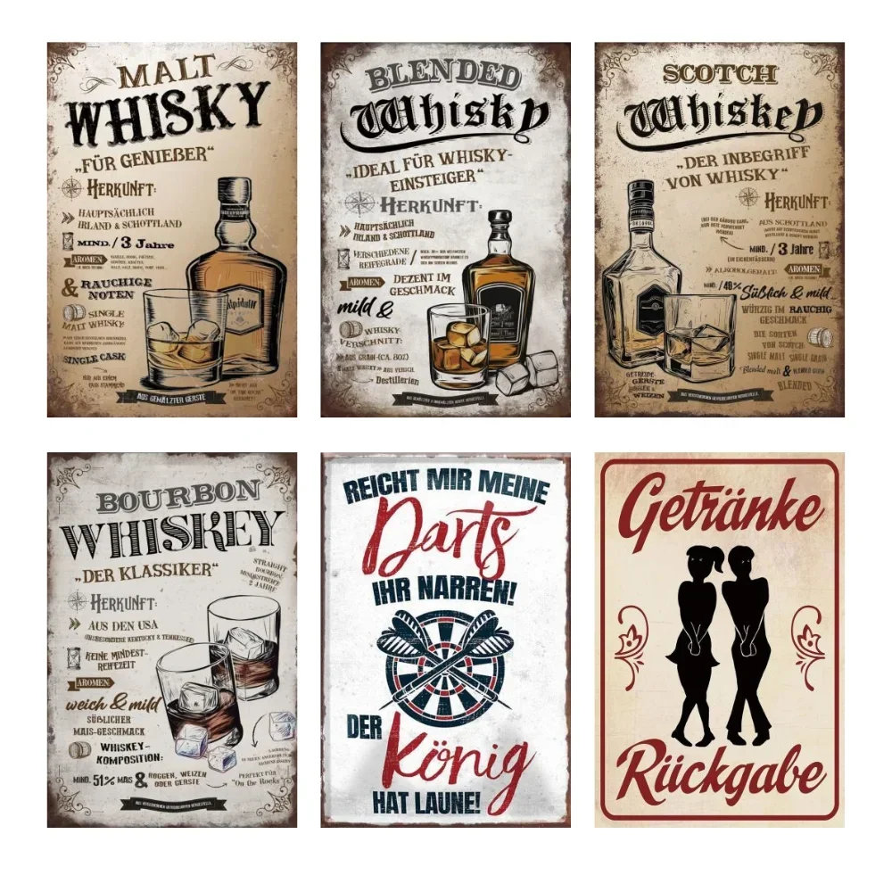 

【INEED】German Metal Tin Sign Funny Quote Garage Vintage Plaque Poster Plate Wall Decor for Bar Cafe Pub Room Man Cave Home Decor