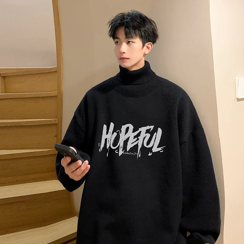 M-XXXXXXXXL Plus ขนาดบุรุษถักโปโลม้วนเต่าคอเสื้อกันหนาวจัมเปอร์เสื้อกันหนาวฤดูหนาวธรรมดาสีเสื้อผ้าแขนยาว