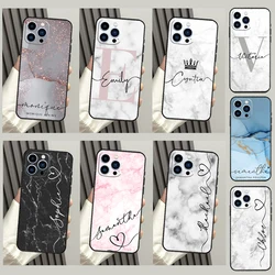 Personalised Marble Customized Name Phone Case For iPhone 16 15 13 12 Mini 11 14 Pro Max X XR XS MAX Plus Cover Coque