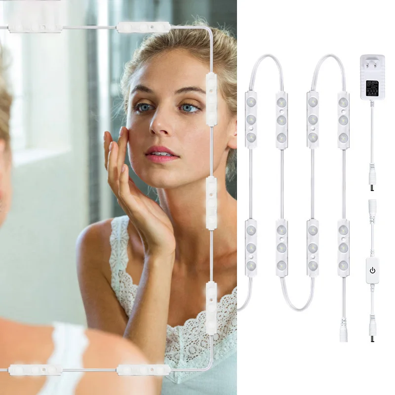 

LED Makeup Mirror Light 12W EU US Plug Eye Protection Hollywood Vanity Lamp Touch Switch for Makeup Dressing Table Lighting