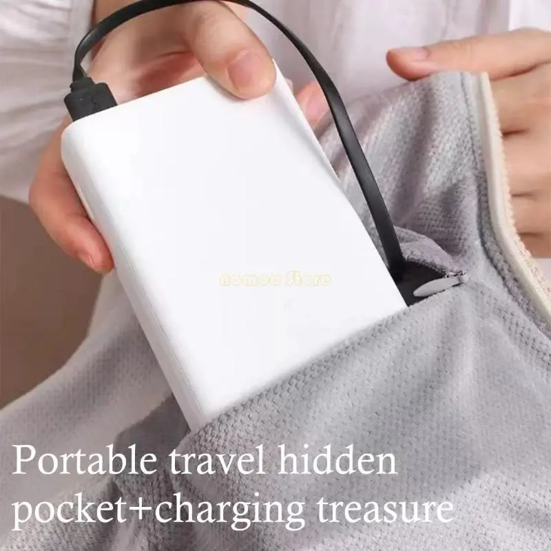 31BF USB Powered Heated Shawl Blanket With Adjustable Temperatures Control Soft Cotton Blend Fabric For Indoor Outdoor Use