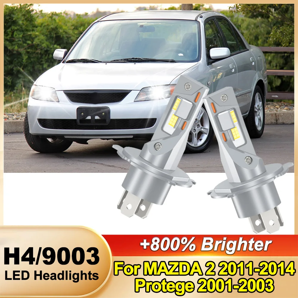 

Для MAZDA 2 2011-2014, Protege 2001-2003: Светодиодные лампы для фар 6000K, автомобильные лампы-прожекторы 9003 HB2, ближний/дальний свет, H4 фары головного света
