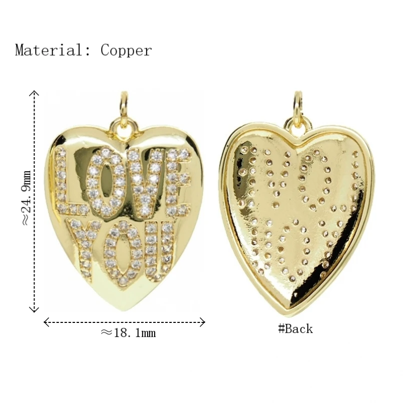 

10pcs Letter Love You Zircon Point Invisible Setting Charms Pendant Making Bracelets Necklace Accessories Wholesale Jewelry
