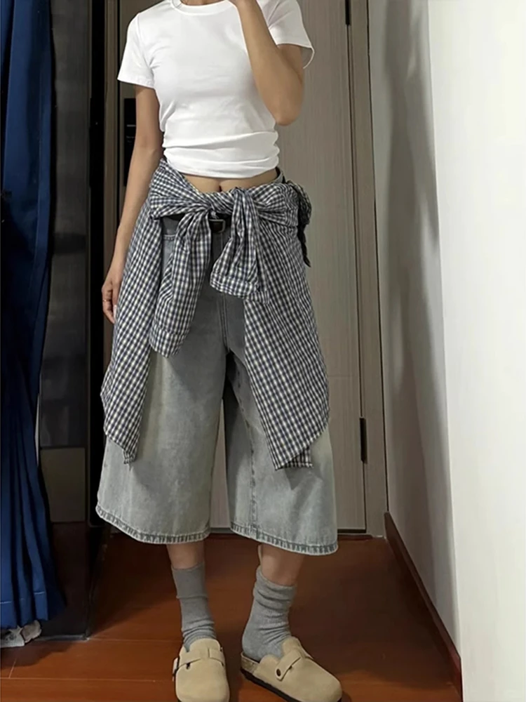 Pantalones Vaqueros Anchos de Pierna Ancha Estilo Retro Americano para Mujer, Cintura Alta, Holgados, Estilo Informal, Largos hasta el Suelo