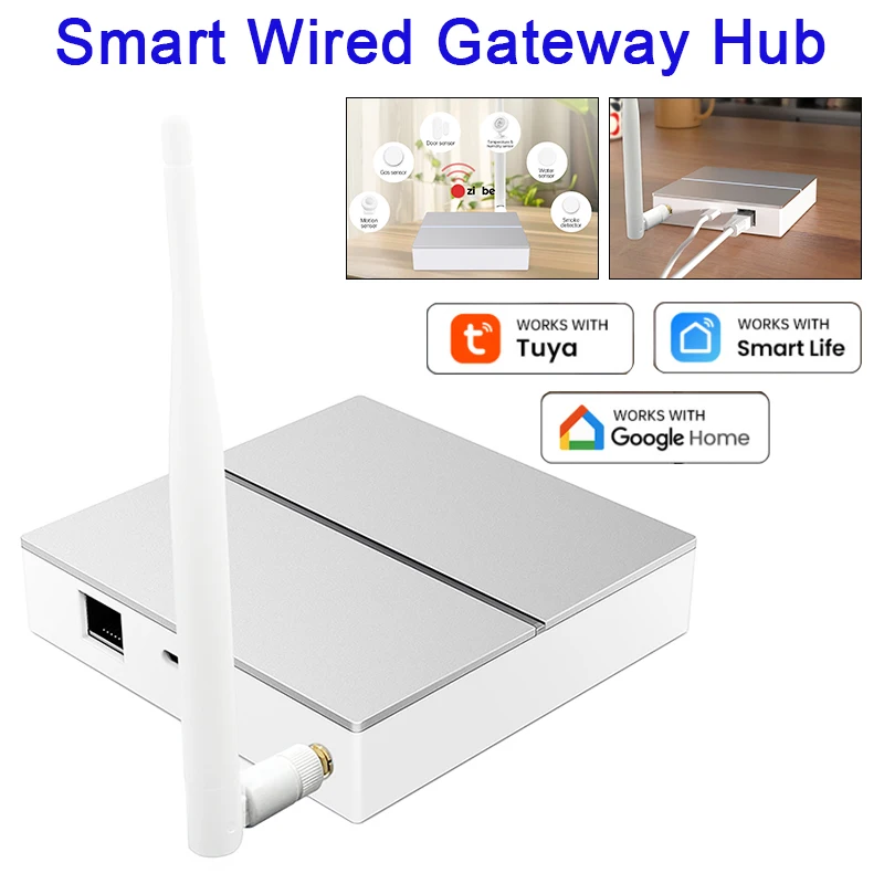 

Умный проводной шлюз-хаб Tuya Zigbee 3.0 с антенной, совместимый с Яндекс Алисой, Alexa, Google Home