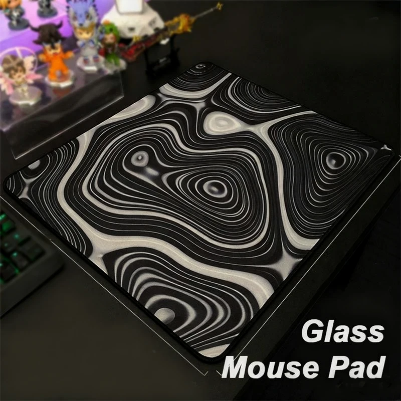 Art Line Design Hell Gray Gaming Mouse Pad XXL Creative Premium Tempered Glass Surface for Professional FPS eSports & PC Gaming