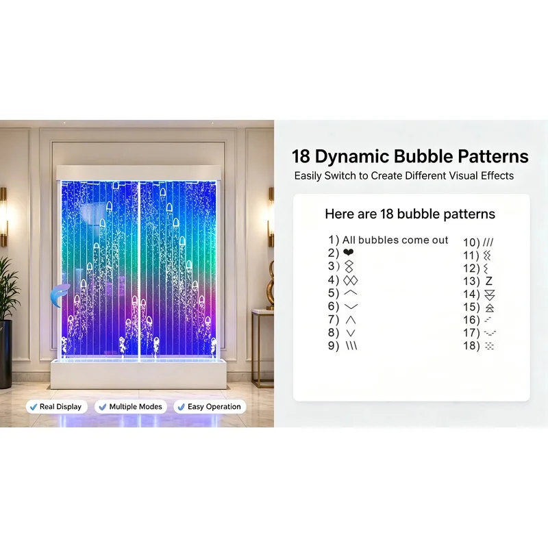 custom.Modern Acrylic Bubble LED Room Divider with Translucent Sea Life Design and Frame Structure