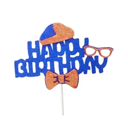 Blippiing Teacher Cake Decorations English Teacher Theme Birthday Cake Topper with Glasses Hat Bow Pattern Costume Party Decor