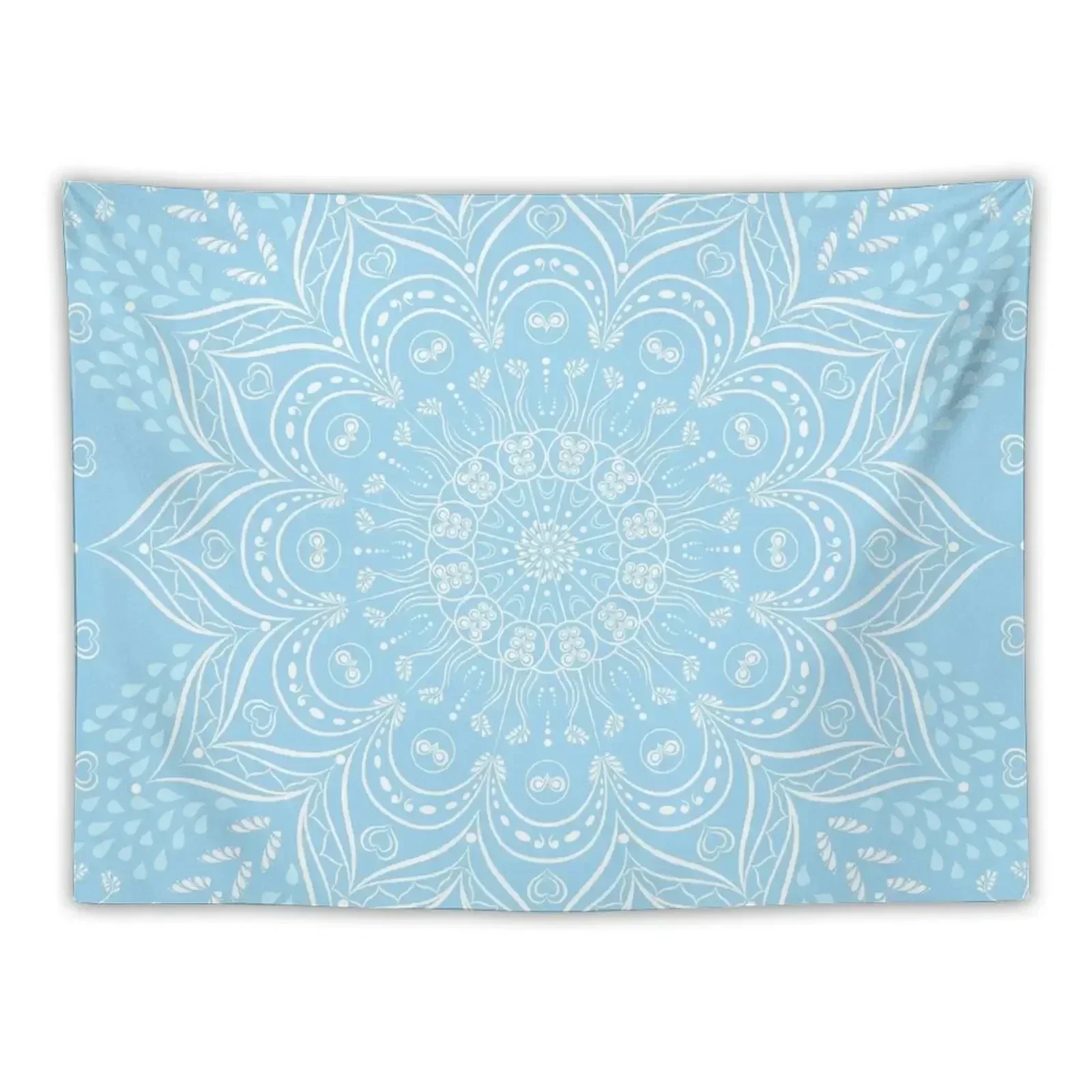 

Sky Blue Boho Mandala Pattern Tapestry Mushroom Wallpaper Wall Hanging Tapestry
