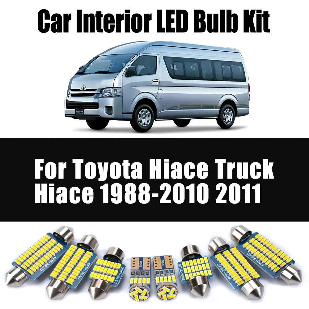 

Светодиодный интерьер автомобиля, купольный светильник для чтения, комплект ламп для багажника для Toyota Hiace Truck Hiace 1988-2010 2011, автомобильные аксессуары без ошибок