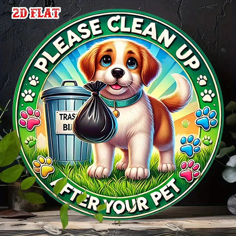 1pc Pet Cleanup responsibility Decoration - Round Aluminum Sign with 