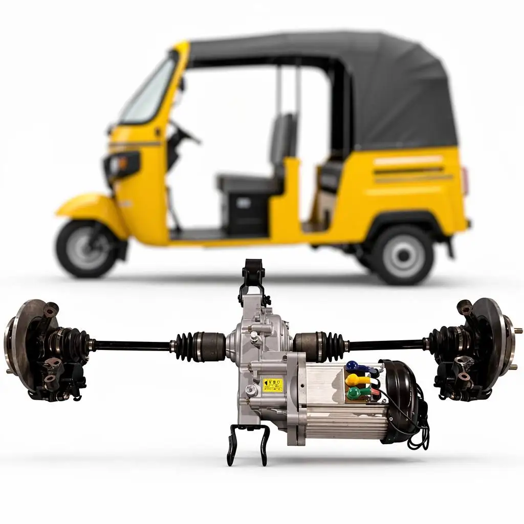 QY 3KW 4KW Aluminum Alloy Electric Drive Axle With Independent Suspension For 1 Ton Heavy Load Cargo Tricycle Model 715B
