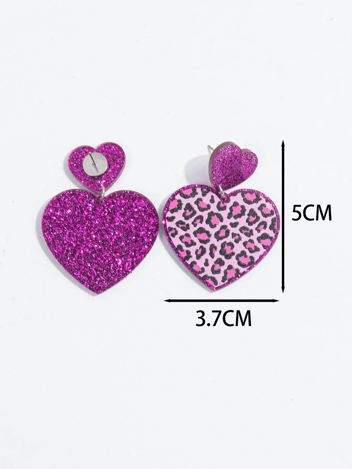Vintage Acrylic Leopard Heart Dangle Earrings for Women Girls Shiny Geometric Love Leopard Dots Earrings Jewelry Party Gifts