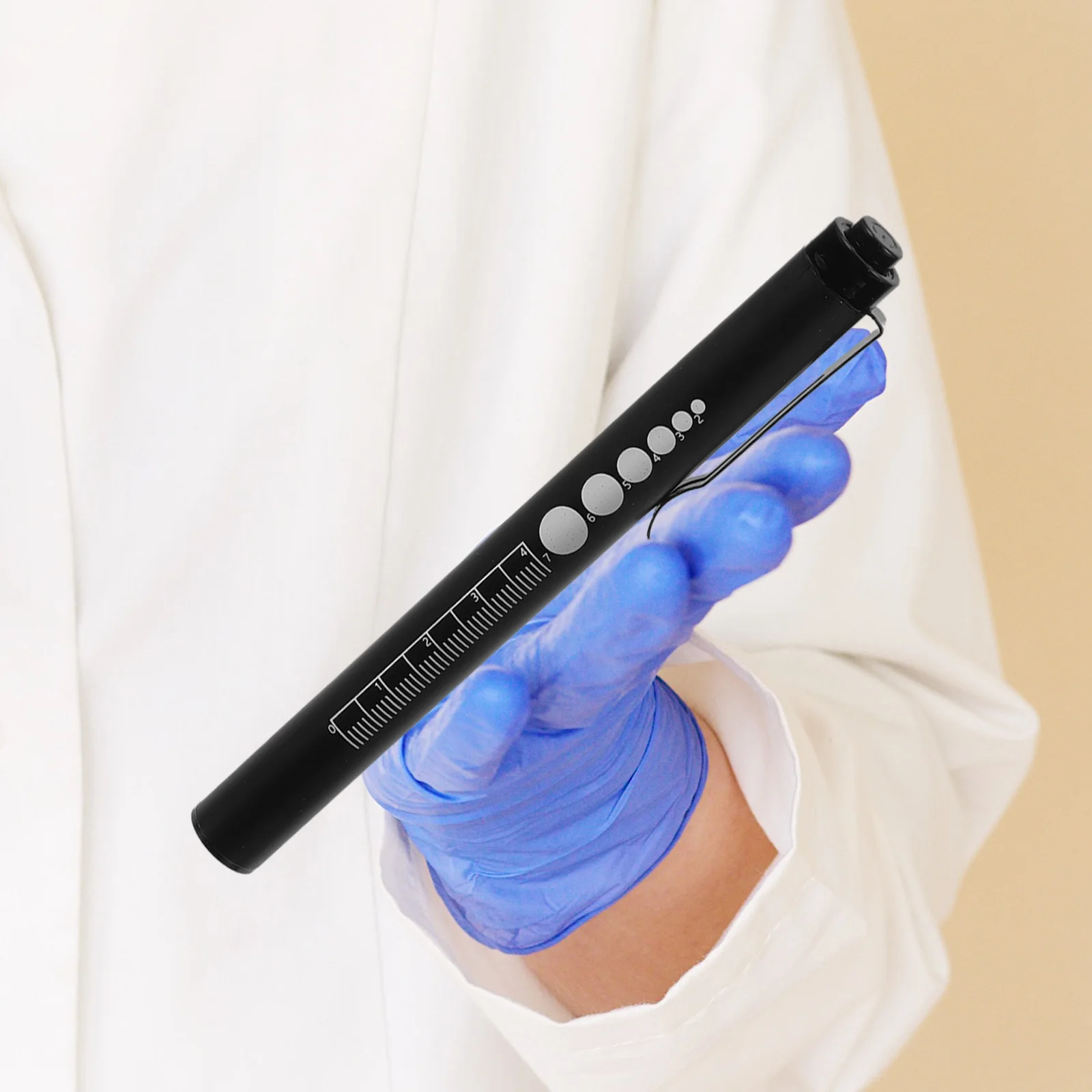 

Rechargeable Pen Light LED Flashlight 1968 Black with Pupil Gauge Ruler Charge Cable Nurse Doctor Medical Student Ear Nose