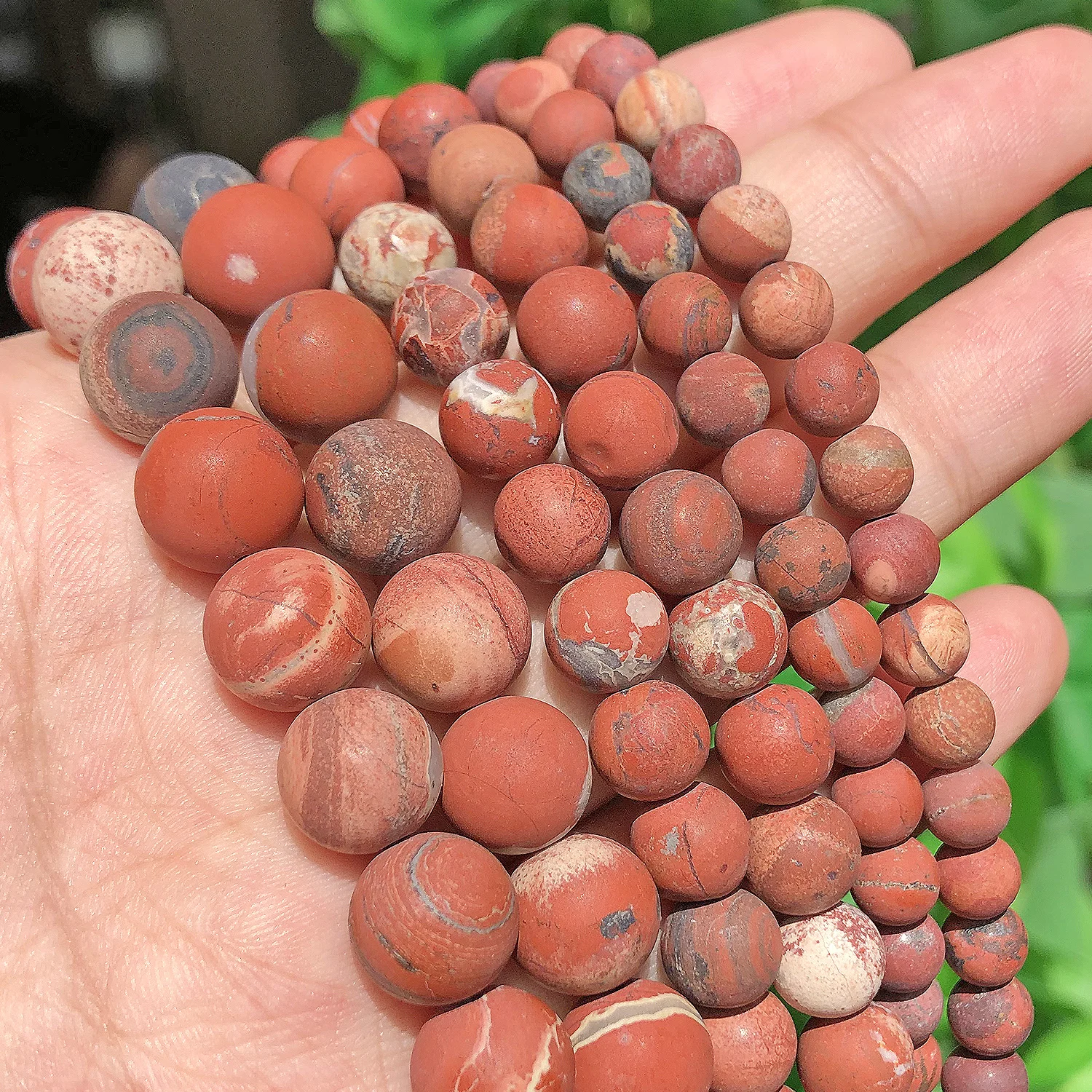 Matte Red Jasper Beads Natural Stone Round Loose Mineral Beads for Needlework Jewelry Making DIY Bracelet Accessories15'' 4-12mm