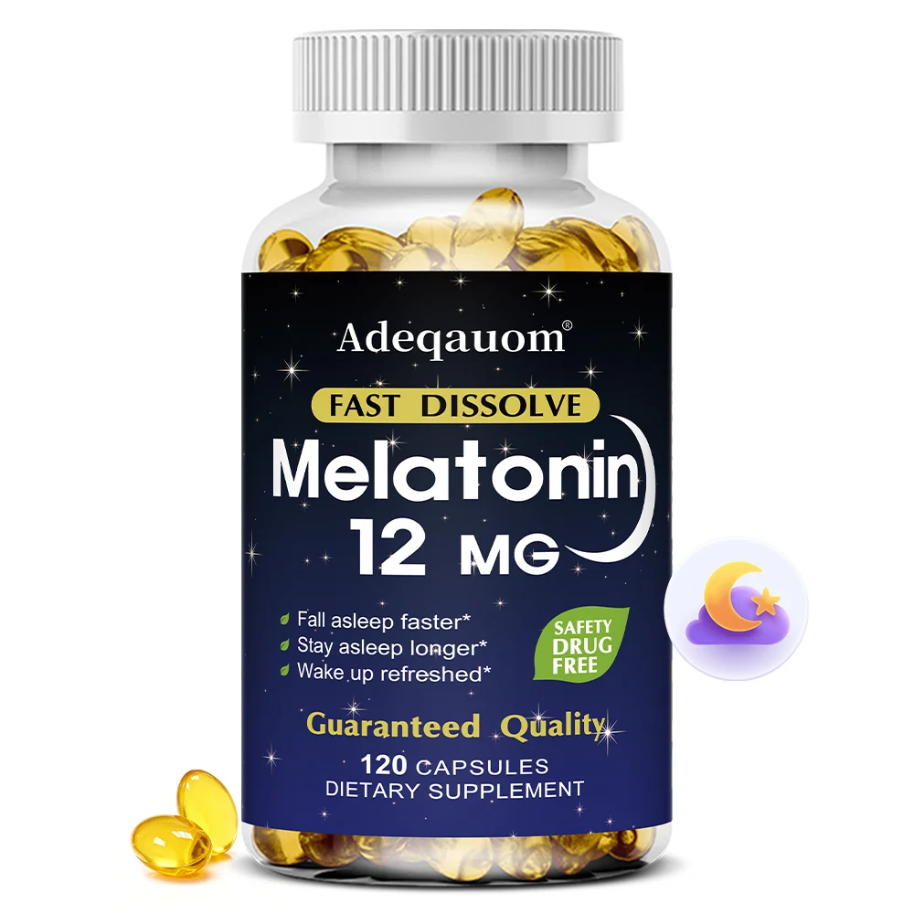 

Капсулы мелатонина 12 мг - Средство для сна для взрослых, способствует глубокому сну, снятию стресса, адаптации к перелетам и улучшению иммунитета, без ГМО.