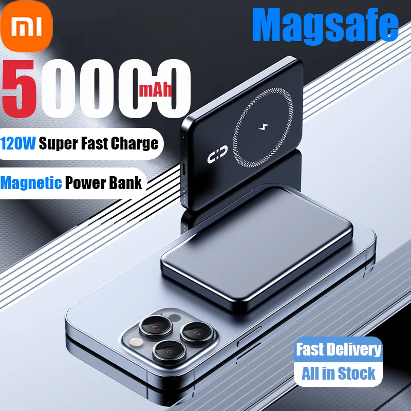 Xiaomi Magnetic Power Bank 50000mAh 120W Wireless Super Fast Charger for iPhone Samsung Xiaomi Portable Battery Powerbank