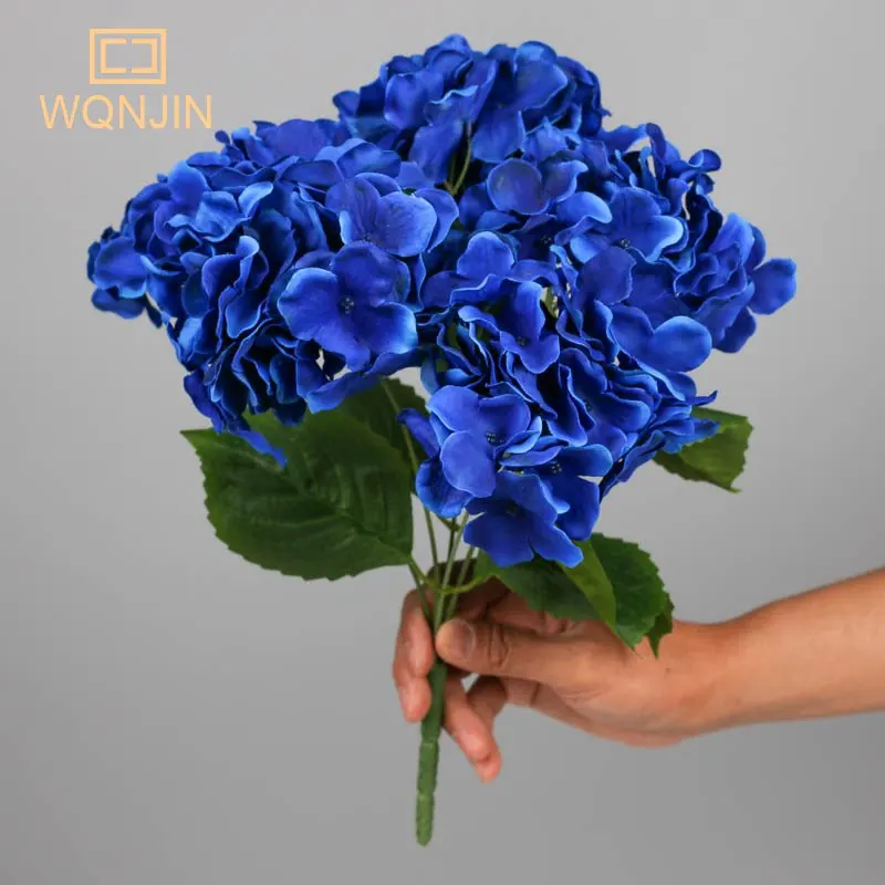 WQNJIN 5-köpfe Hortensienstrauß aus Seide, künstliche Blumen für Party, Hochzeit, Wohnzimmer, Dekoration, Zubehör, Heimdekoration – Detail 6