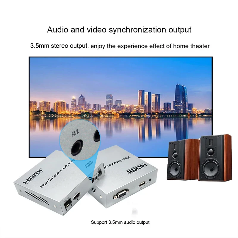 20Km 4K60Hz HDMI KVM Fiber Extender Via LC Optic Fiber Cable Transceiver Video Transmitter Receiver Support Keyboard Mouse RS232