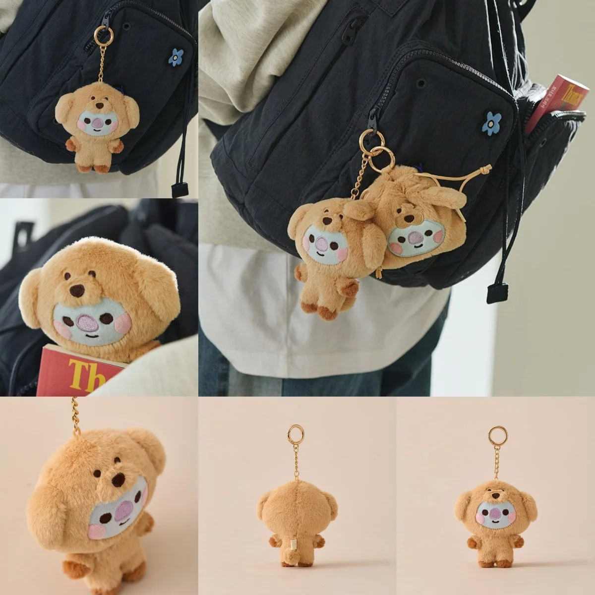 Lot de 7 pendentifs porte-clés en peluche B T2 1, série animaux bébés, mignons articles de collection de célébrités, joli cadeau pendentif poupée.