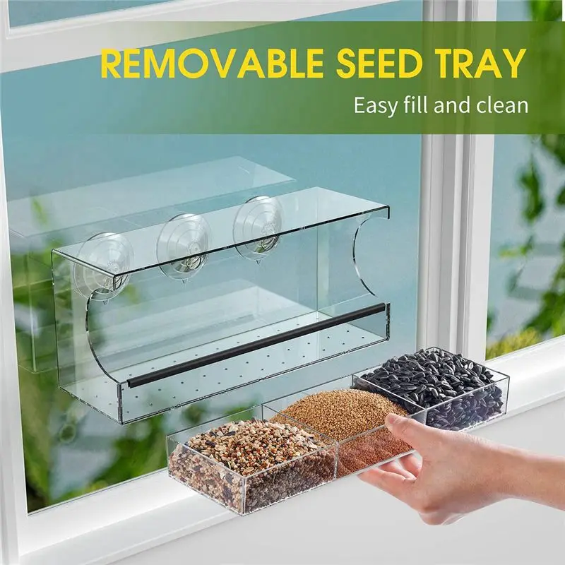 

Оконные кормушки для птиц на 2025 год с прочными присосками, прозрачная кормушка для птиц на улице, домик для птиц с подъемными лотками с 3 отделениями