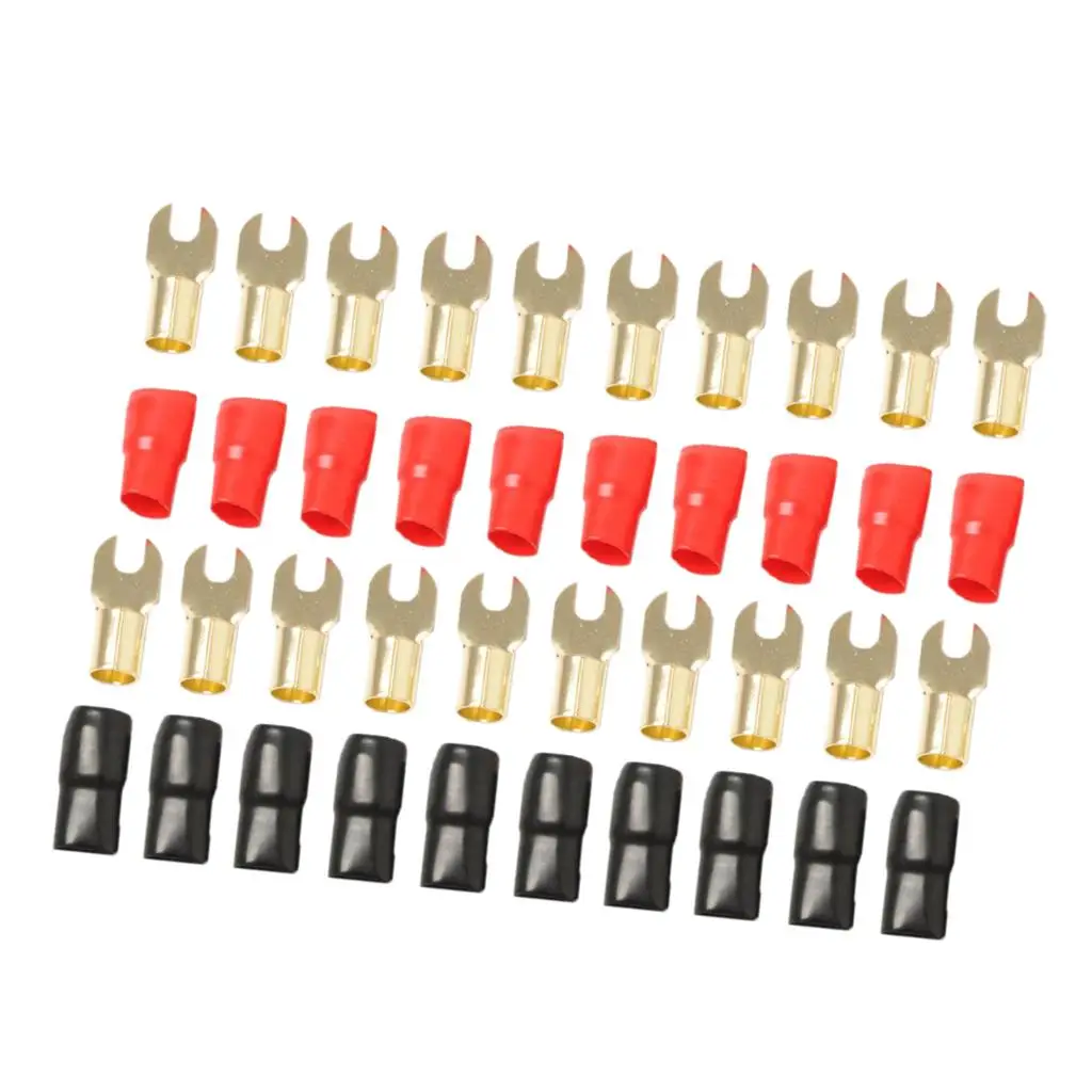 10 Pair 8 AWG Car Electronics Fork Terminals Connectors Brass Contact