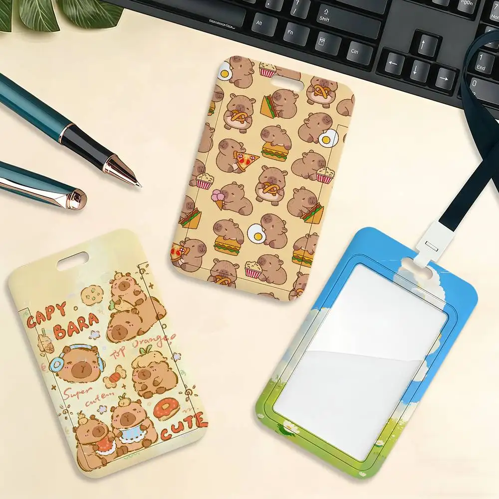 Cartoon Cute Capybara Card Holder Cardcase Bank Credit Student ID Subway Work Permit Badge Holder
