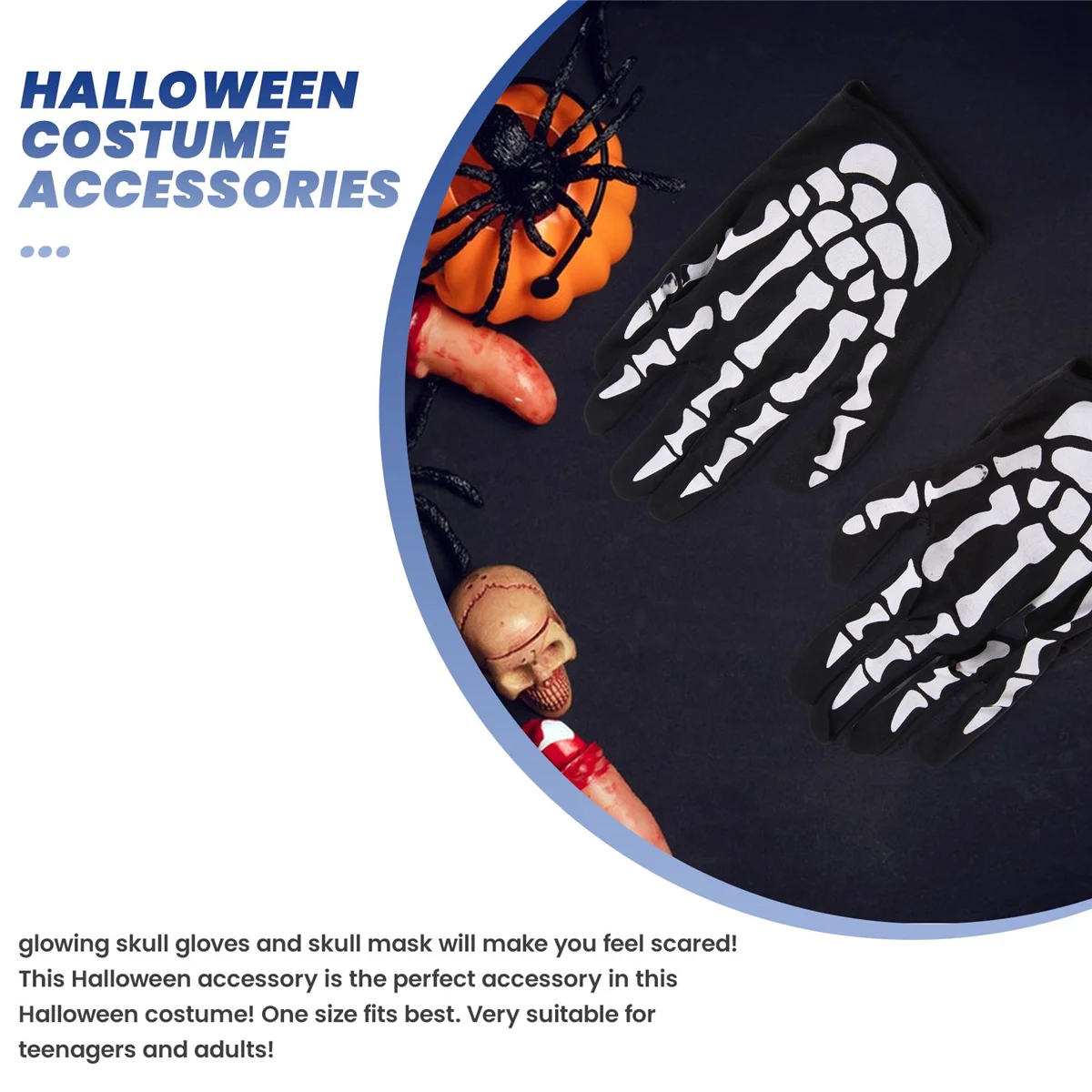 Halloween-Maske beängstigend Schädel Kinn Maske Skelett Geist Handschuhe für Aufführungen, Partys, verkleiden, Festivals (3 teile/los)