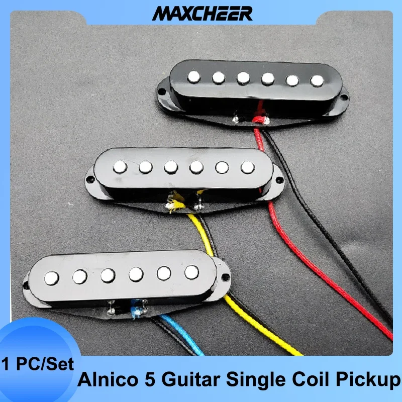 Alnico 5 Single Coil Staggered Top Fiber Bobbin Pickup Electric Guitar Pickup Neck/Middle/Bridge 50/50/52mm for ST Guitar