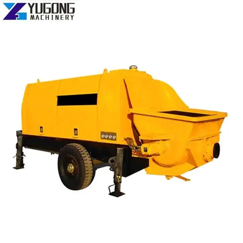 Trailer Concrete Pump Stationary on Construction Site Pumping Concrete Equipment Concrete Pump Diesel Concrete Construction Pump