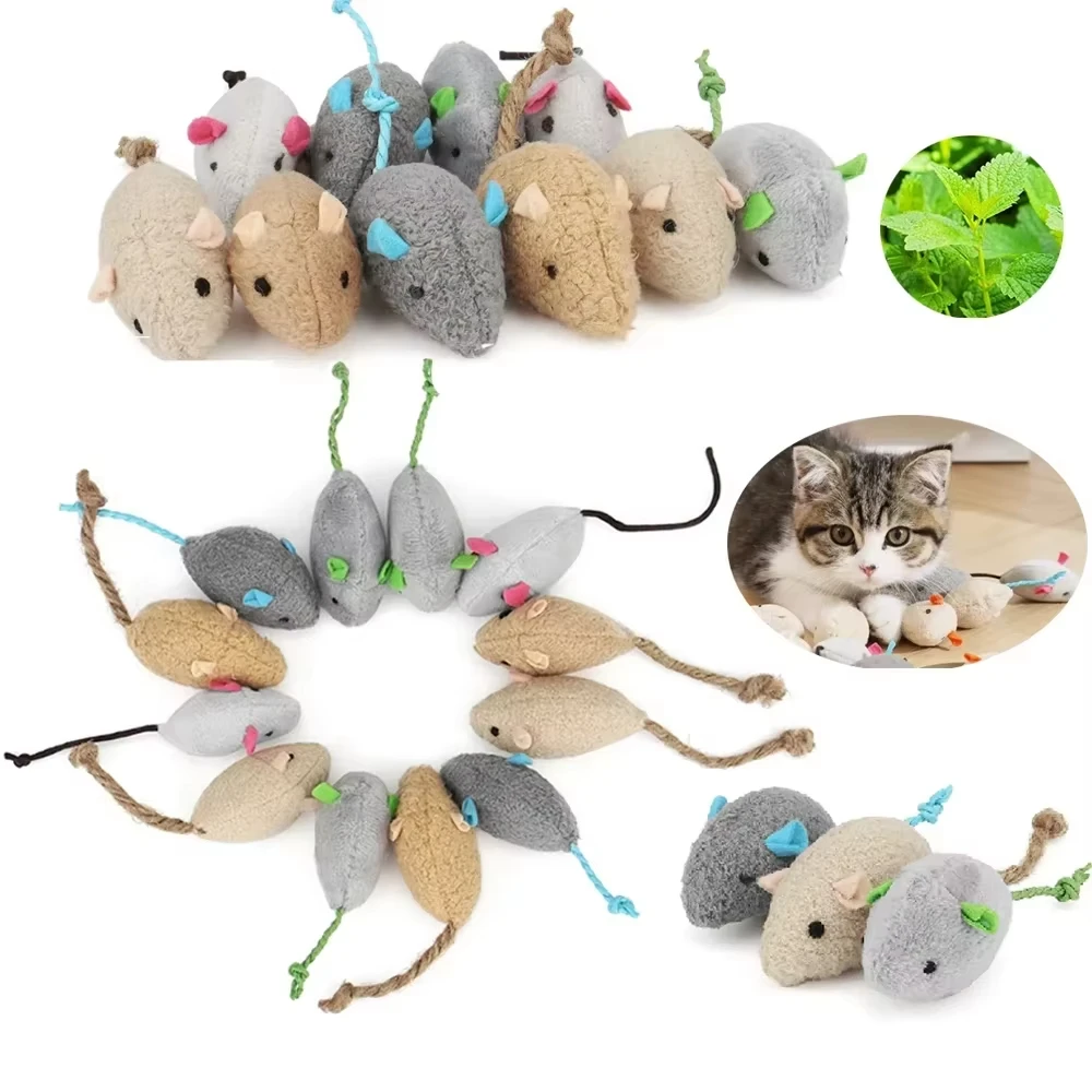 3-10 Pcs Rattle Cat Mouse Toys Also Prefilled Catnip Faux Fur Cat Toys Interactive Cat Game Catnip Toys for Cats Pet Products