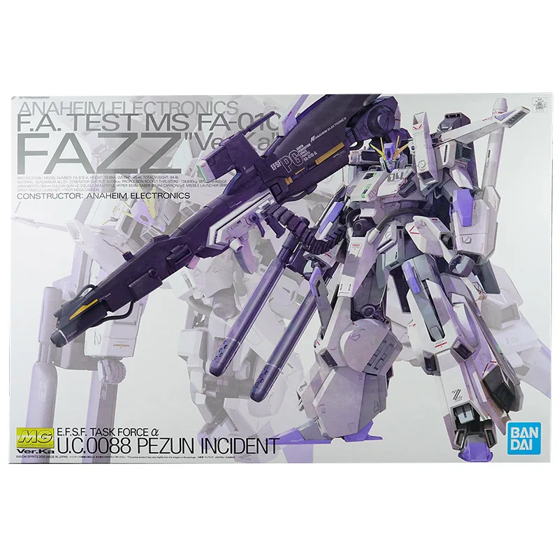 In Stock Bandai Gundam MG 1/100 FA-010A Fazz Ver. ka Anime Action Figure  Assembly Toys for Gift Collectible Model Ornaments