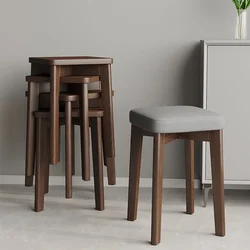 Nordic Small Bench Modern Simple Household Dining Table High Chair Living Room Stackable Simple Solid Wood Spare Square Stool