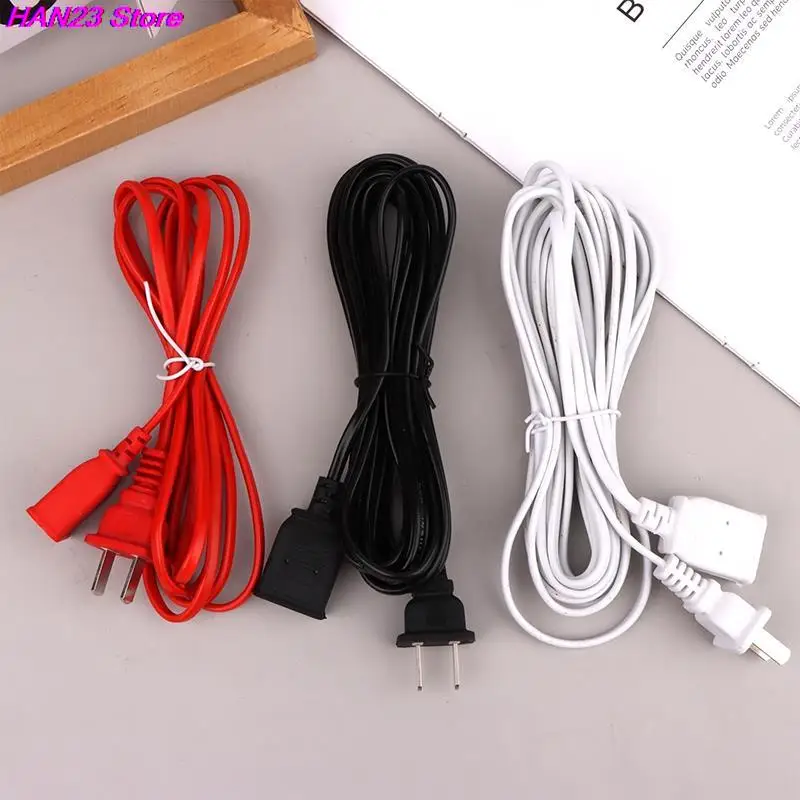 1PC AC Power Cord White Black Line With On/Off Switch Button Cables Wire Two-pin US Plug Cable Extension Cords EU Type Adapter