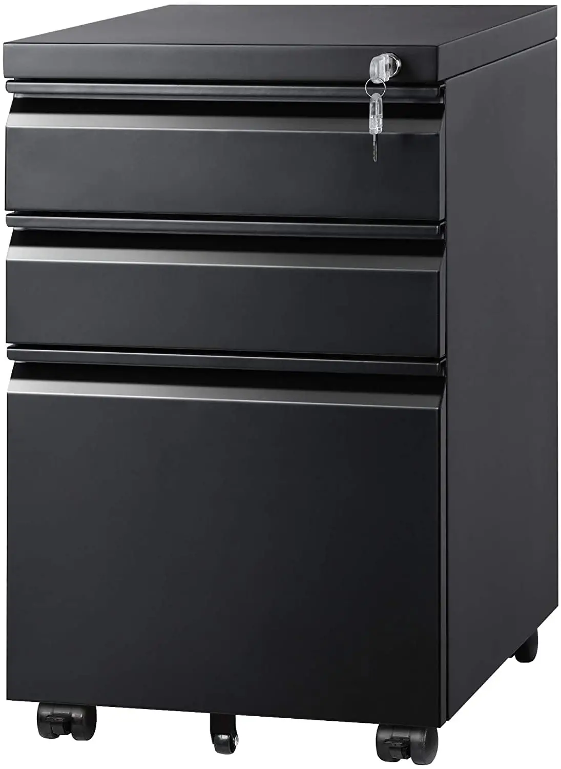 3 Drawer File Cabinet with Lock, Fully Assembled Except Casters