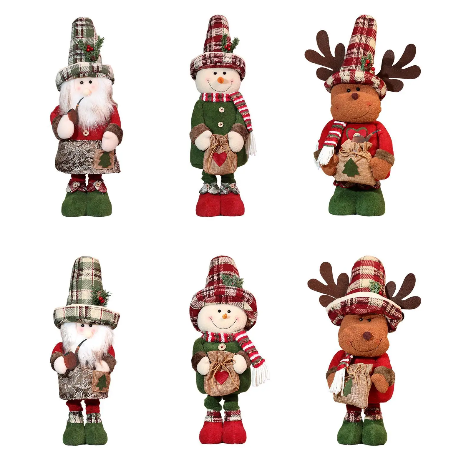 Long Leg Christmas Doll Christmas Decorative Ornament Festive Season Ornament Cartoon Retractable Action Figure for Fireplace