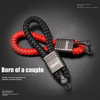 Car Styling Keychain Leather Woven Rope Metal Key Ring For GMC Savana Yukon Sierra Jimmy Terrain Acadia Envoy Graphyte Granite