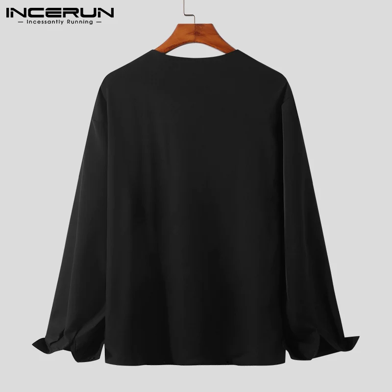 INCERUN Tops 2024 Casual Men\'s Spring Blouse Handsome Male Thin long-sleeved Shirts Loose Hot Sale Fashion Stylish Blouse S-3XL