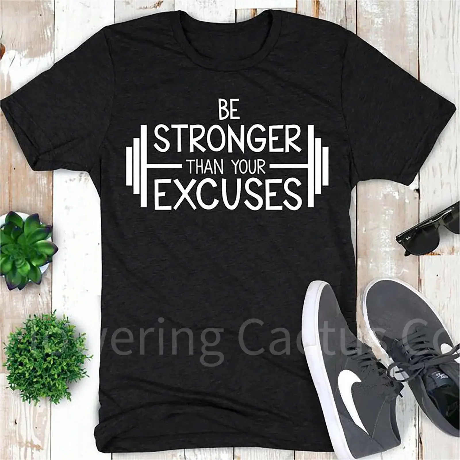 Be Stronger Than Your Excuses T Shirt Motivational Workout Gym Fitness Weight Lifting vintage Washed Top For Everyday Wear